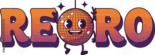 Retro disco ball vector illustration design graphic template seventies eighties party dance vintage style editable stock vector illustration