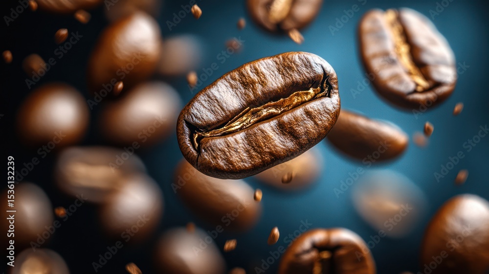 Roasted coffee beans in motion Roasted coffee beans in motion