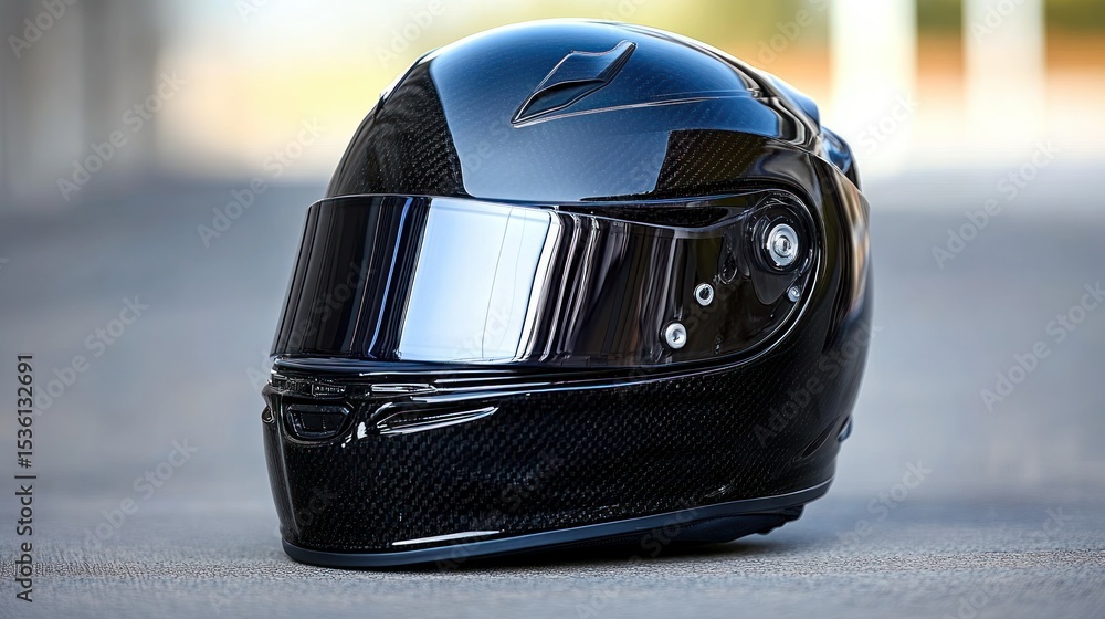 Fototapeta premium Sleek black racing helmet