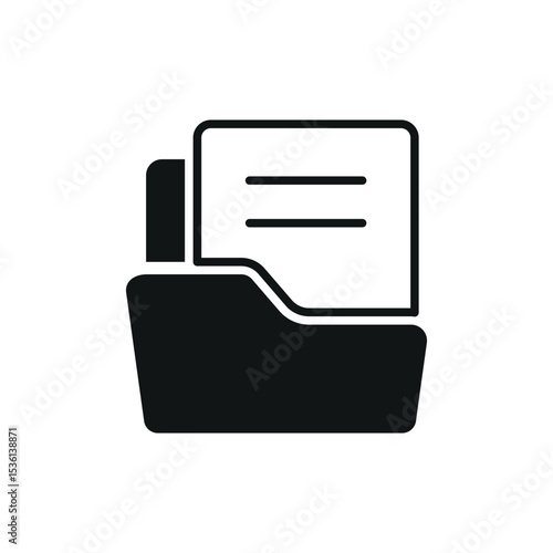Bold glyph icon of file holder for apps, office tools, and data organization.