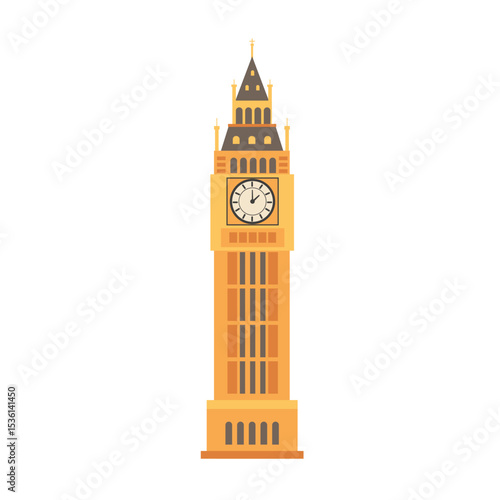 London Landmark Big Ben. Famous clock tower. Flat vector illustration