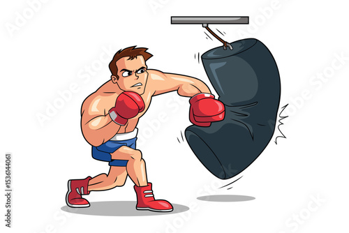 Boxer Punching a Heavy Bag