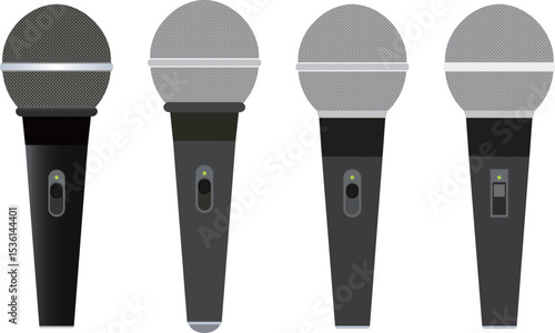 4種類の黒いマイクの素材セット
