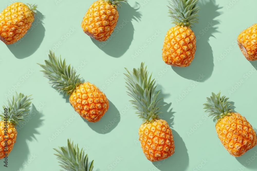 Vibrant Pineapple Pattern with Dramatic Shadows and Tropical Textures in Energetic Summer Style for Fresh Food Marketing and Healthy Lifestyle Branding Vibrant Pineapple Pattern with Dramatic Shadows and Tropical Textures in Energetic Summer Style for Fresh Food Marketing and Healthy Lifestyle Branding