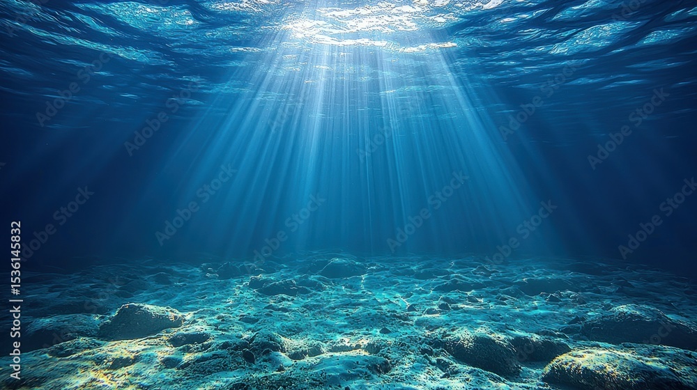 Fototapeta premium Sunlight beams through underwater depths