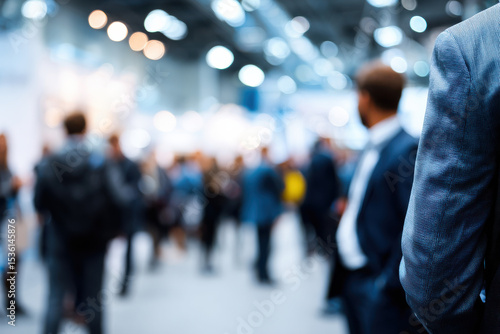 Wallpaper Mural Blurred silhouettes of business professionals networking at a trade show event Torontodigital.ca