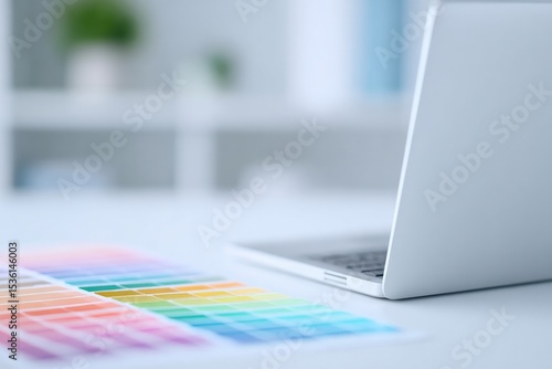 elegant workspace with clean lines showcasing graphic designer tools for creating minimalist designs on simple desk