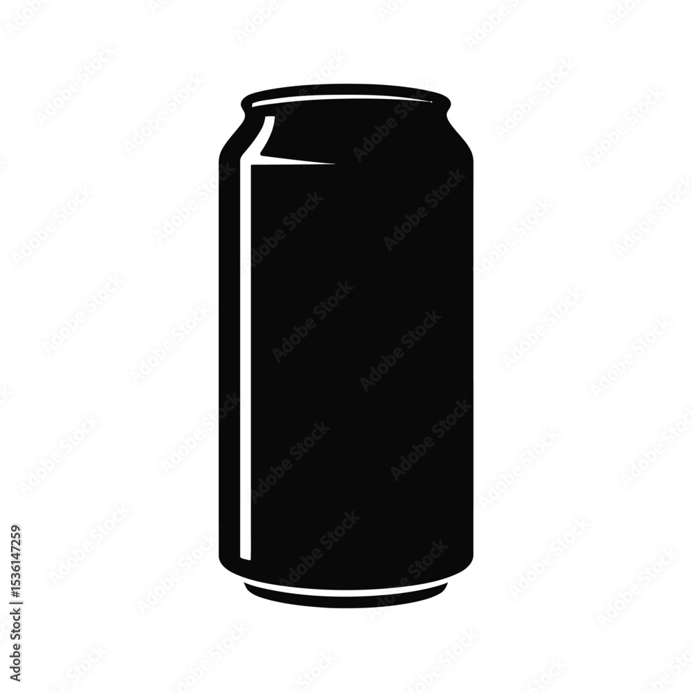 Simple Black Beverage Can Silhouette: Drink, Soda, Beer, Refreshment Container Simple Black Beverage Can Silhouette: Drink, Soda, Beer, Refreshment Container
