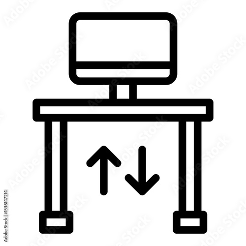 Standing desk icon. Vector line icon