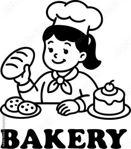 Retro Bakery Characters – Cute Vintage Bread Shop Illustration