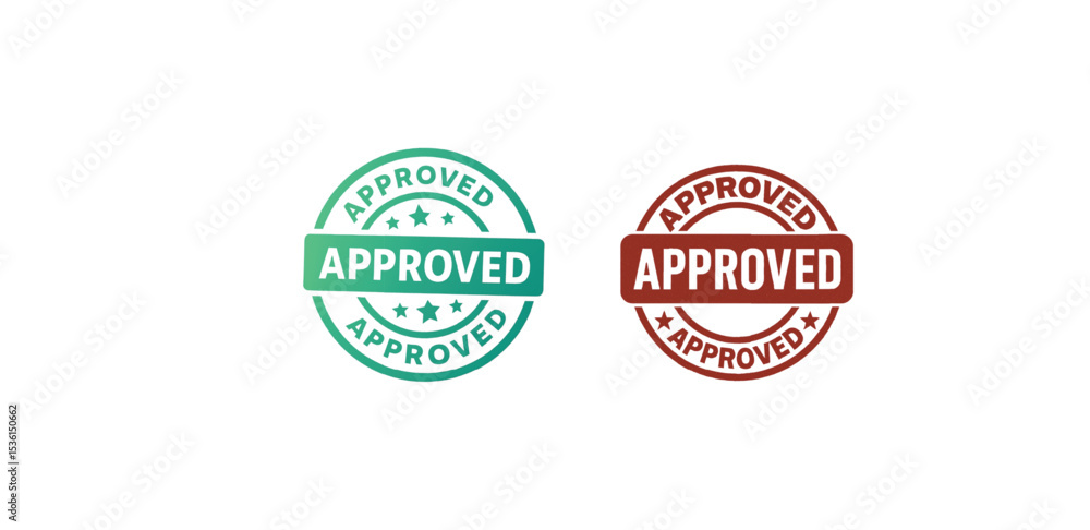 Obraz premium Approved Stamps Green and Red Circular Seals