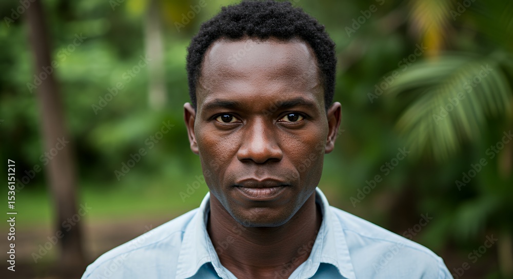 Portrait of a Man in a Lush Tropical Setting Portrait of a Man in a Lush Tropical Setting
