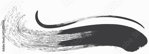 Straight line vector brush strokes. Black hand drawn stripes, smears. Chinese or Japanese calligraphy brushstrokes set. Rough grunge thick paint line texture. Vector sketch rectangle text boxes.eps8