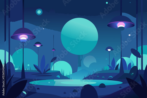magical glade with floating orbs and bioluminescen 