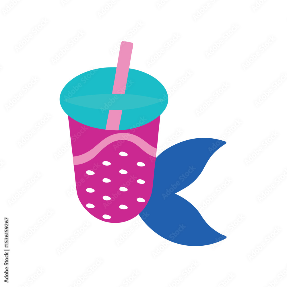 Obraz premium Cute Kawaii Style Bubble Tea Cup Vector Graphic Design