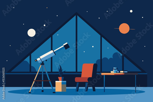 rooftop observatory living room with a telescope 