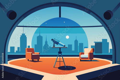 rooftop observatory pod living room with hanging 
