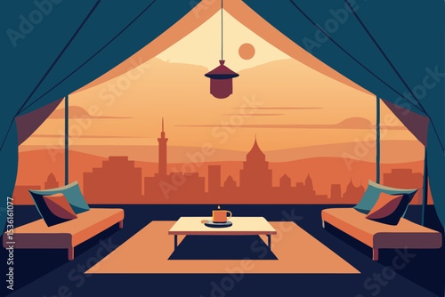 rooftop tent living room with boho cushions  lante.svg