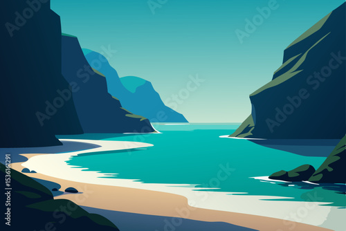secluded beach cove with turquoise water and sea 