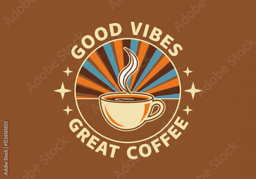Good Vibes Great Coffee Retro Emblem Design