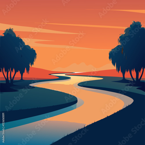 serene river bend with willow trees and a soft 