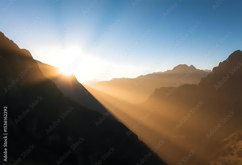 Naklejka premium Golden sunrise mountain landscape photography scenic views travel destination adventure outdoors nature 100