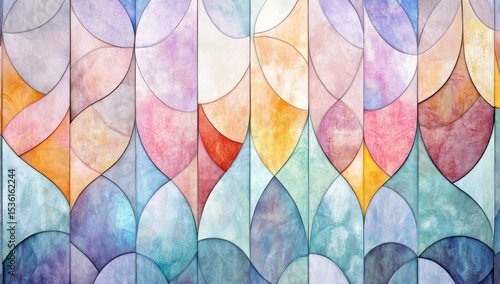 Abstract stained glass pattern, soft colors