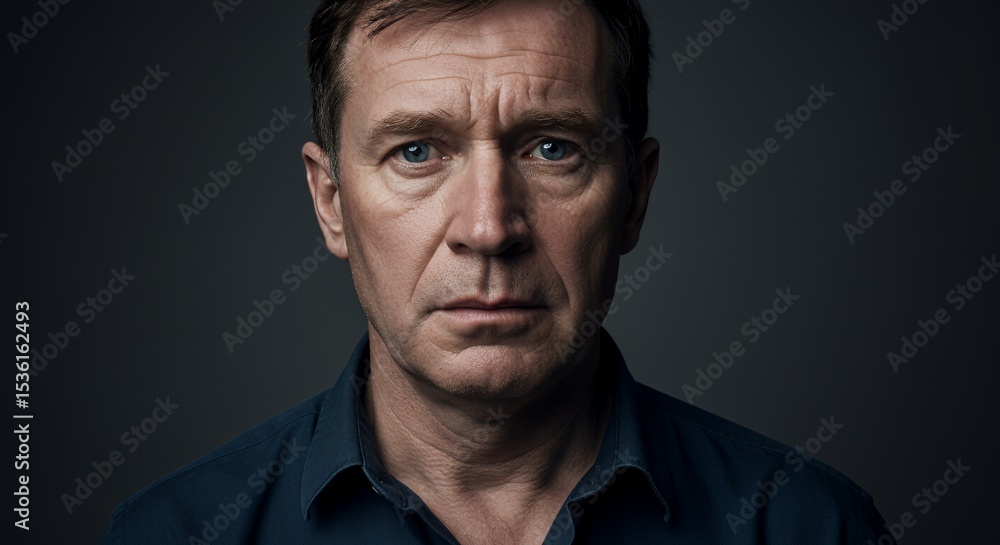A Pensive Portrait: A Man's Serious Gaze A Pensive Portrait: A Man's Serious Gaze