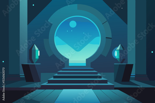 stargate themed sci fi living room with shimmering 
