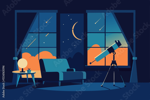stargazer s living room with a telescope 