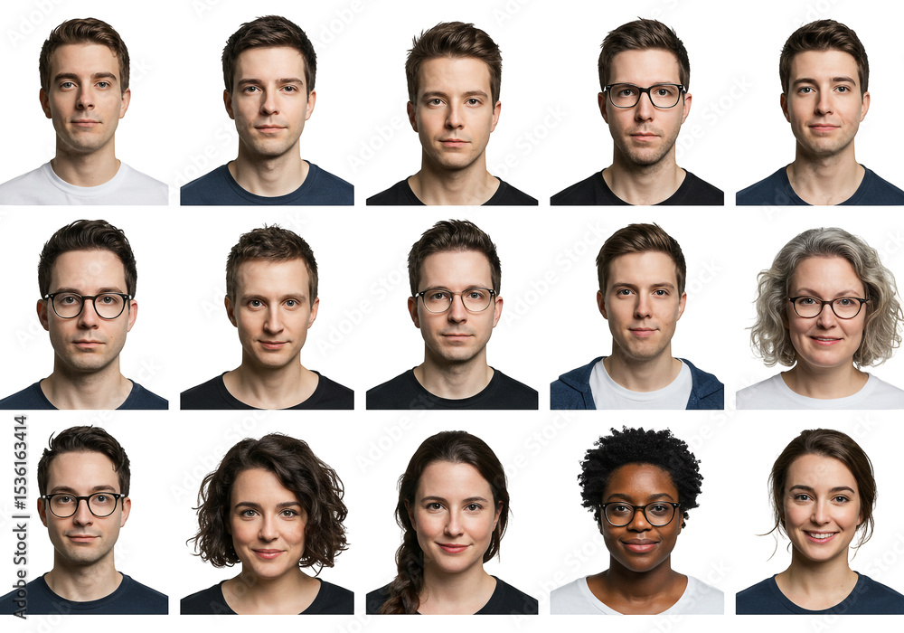 Fototapeta premium Neurodiversity Group: Inclusion of Diverse Portraits Together
