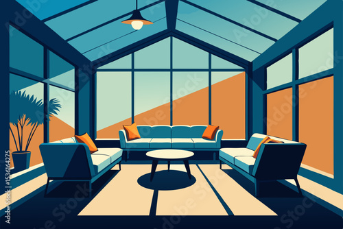 sunroom style living room with wicker furniture 