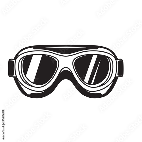 Black and white silhouette of retro aviator goggles a classic accessory for pilots or motorcycle riders