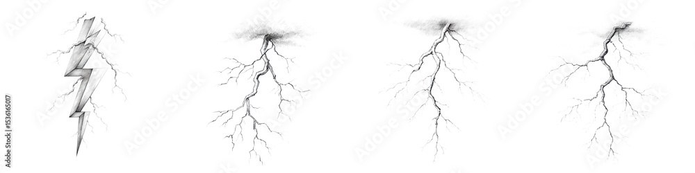 Fototapeta premium Dramatic lightning bolts in the stormy sky