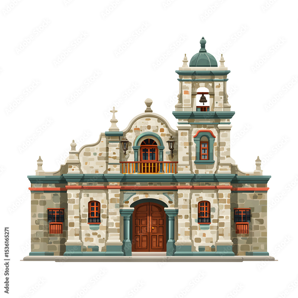 Obraz premium Majestic mission facade in full splendor