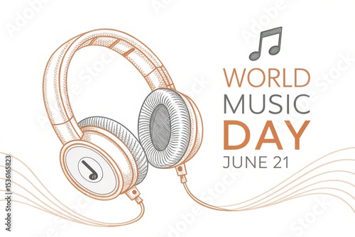World music day june 21 headphones illustration