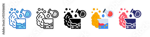 Chemical Reaction Multiple Style Icon Set Collection.