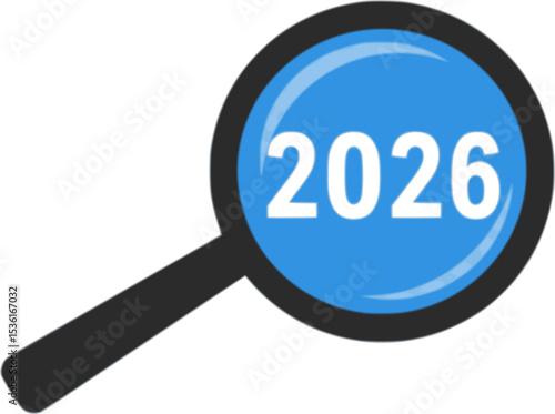 Examining 2026 A close up view of a magnifying glass focusing on the year 2026
