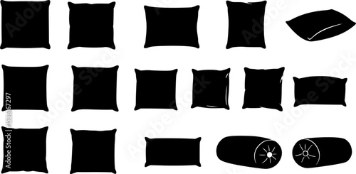 Silhouette vector of a pillow for sleep relax therapy bed rest treatment psychology mental health 3d icon illustration render design
