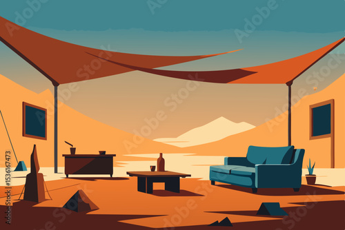 wasteland survivor s living room with salvaged fur.svg