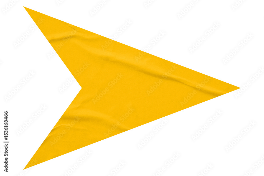 Yellow crumpled paper arrow isolated on transparent background Yellow crumpled paper arrow isolated on transparent background