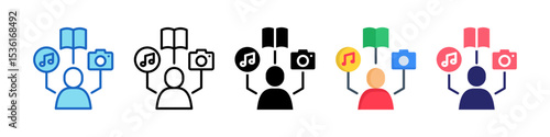 Hobbies Multiple Style Icon Set Collection.
