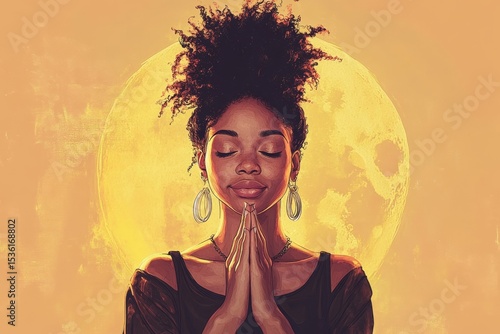 Christian woman praying for blessings from God., Generative AI