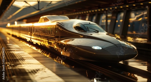 Shinkansen glistening in the sunlight