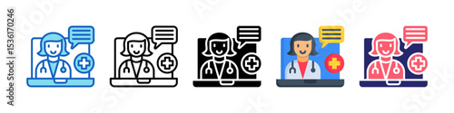 Telemedicine Multiple Style Icon Set Collection.