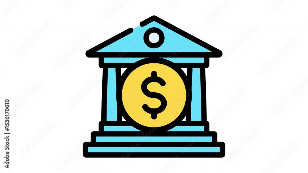 bank finance building animation with dollar symbol bank finance building animation with dollar symbol