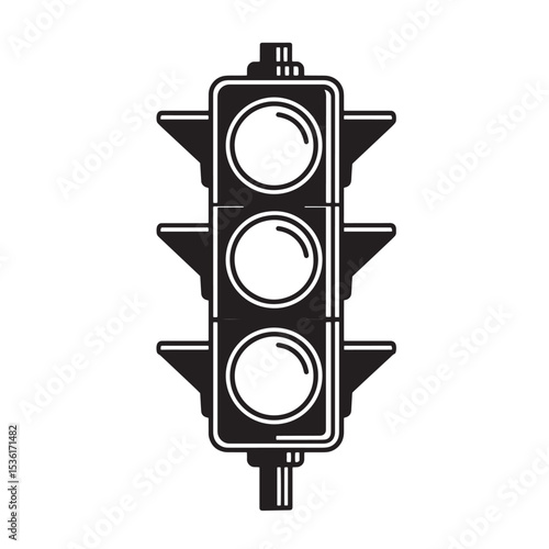 A clear vector illustration of a traditional traffic light silhouette design representing urban infrastructure road signals and driving guidance