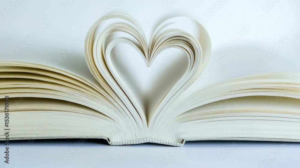 Open book with heart-shaped paper Open book with heart-shaped paper