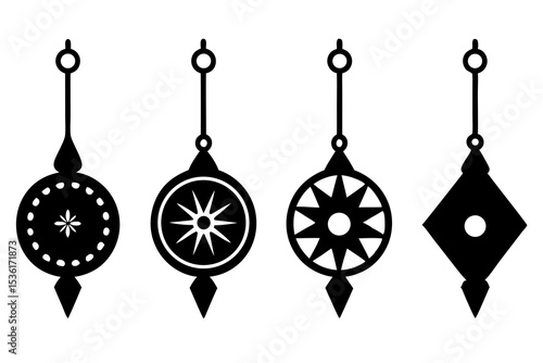 set of Pendulum silhouette vector illustration