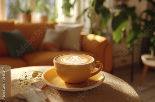 Wallpaper Mural Warm cozy coffee scene with a perfectly made cappuccino in a stylish cup,  Torontodigital.ca